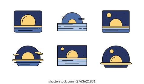 Moonset Light Line art vector clean graphic abstract
