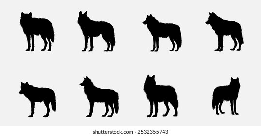 Moonshadow Wolf,Nightstalker Wolf shilhouette illustration set