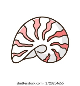 Moonshell RGB color icon. Common cockleshell, conchology Naticarius canrena. Cephalopod shell, molluscan shell, spiral snail conch isolated vector illustration