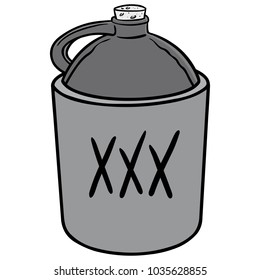 Moonshine Illustration - A Vector Cartoon Illustration Of A Jug Of Moonshine.