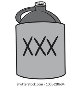 Moonshine Jug Illustration - A Vector Cartoon Illustration Of A Jug Of Moonshine.