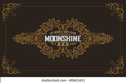 Moonshine Label With Old Frame Design