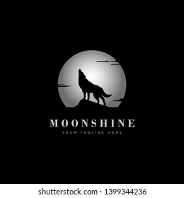 Moonshine Logo. Wolf Logo. Vector Illustration