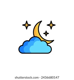 moon,star and cloud vector icon.cressentmoon sky night icon in trendy style isolated on white background. Website pictogram. Internet symbol for your web site design, logo, app, UI.