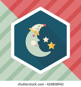 moon&star flat icon with long shadow,eps10