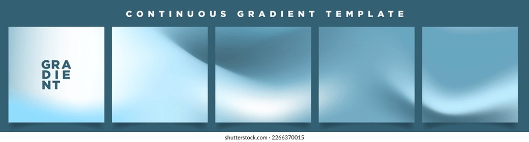 Plantilla de anuncio de carrusel de gradiente azul de piedra lunar. Plantilla de vectores de tarjeta cuadrada continua. EPS 10. Cinco fondos de degradado. Perfecto para diseños, feeds, medios sociales, web, banners. Ilustración vectorial.