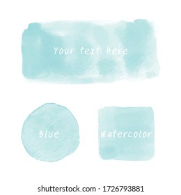 Moonstone Blue Watercolor Vector Background. Set of watercolor stain. 