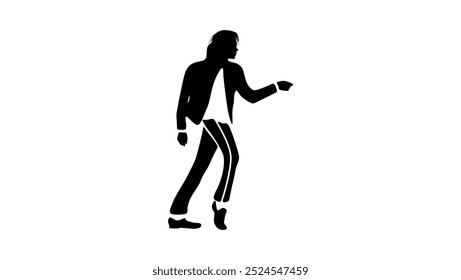 emblema de bailarino moonwalk, silhueta isolada preta