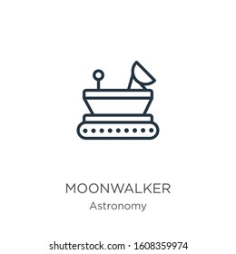 Moonwalker icon. Thin linear moonwalker outline icon isolated on white background from astronomy collection. Line vector sign, symbol for web and mobile