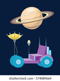 Moonwalker with radar and manipulator spaceship vector icon.