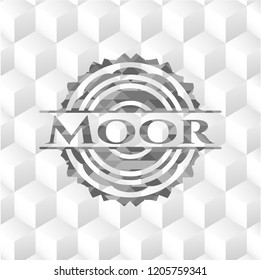 Moor grey emblem with cube white background