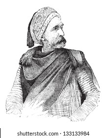 Moor, portrait, vintage engraved illustration. Dictionary of Words and Things - Larive and Fleury - 1895