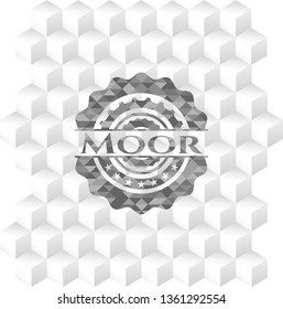 Moor realistic grey emblem with cube white background