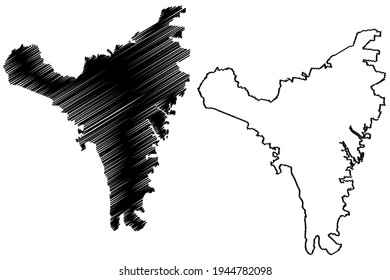 Moore County, State of Tennessee (U.S. county, United States of America) map vector illustration, scribble sketch Moore map