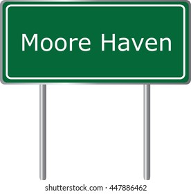 Moore Haven , Florida, road sign green vector illustration, road table, USA city

