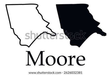 Moore (North Carolina) city map with black border outline vector