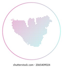 Moorea digital badge. Dotted style map of Moorea in a circle. Tech icon of the island with gradient dots. Trendy vector illustration.