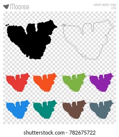 Moorea high detailed map. Island silhouette icon. Isolated Moorea black map outline. Vector illustration.