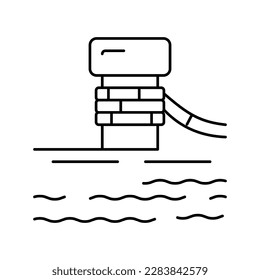 vector de icono de la línea de puerto de bollard de amarre. señalización de puerto de bollard de amarre. símbolo de contorno aislado ilustración negra