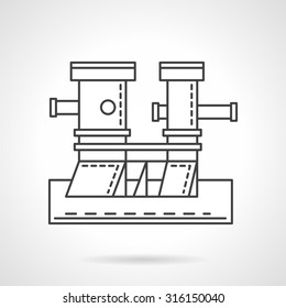 Mooring bollards. Thin line vector icon. Sea pier. Elements for web design and business