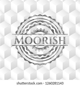 Moorish grey emblem. Retro with geometric cube white background