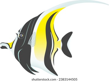 The moorish idol fish isolated on white background