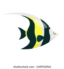 Moorish idol fish. Isolated vector illustration