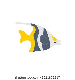 Moorish Idol Flat Icons, Vector illustration