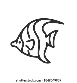 Moorish idol, linear icon. Editable stroke