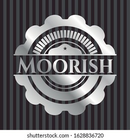 Moorish silver shiny emblem]. Vector Illustration. Mosaic.