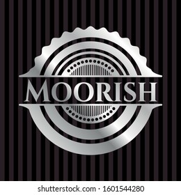 Moorish silvery badge or emblem. Vector Illustration. Mosaic.