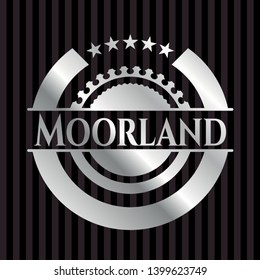 Moorland silvery emblem or badge. Vector Illustration. Mosaic.