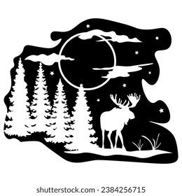 Moos in Forest, Hand Drawn, Vector Illustration