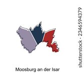 Moosburg An Der Isar City Map. vector map of German Country design template with outline graphic colorful style on white background