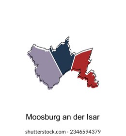 Moosburg An Der Isar City Map. vector map of German Country design template with outline graphic colorful style on white background