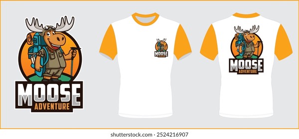 Moose Adventurev Sports logo with t shirt illustration vectors