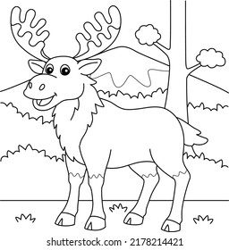 Moose Animal Coloring Page for Kids