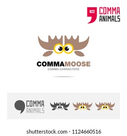 Moose animal concept icon set and modern brand identity logo template and app symbol based on comma sign