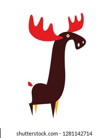 Moose animal flat vector illustration on white