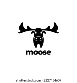 moose animal forest cute black mascot logo design vector