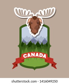 Moose animal and pine trees design