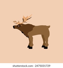 Moose Animal Simple Flat Design Vector