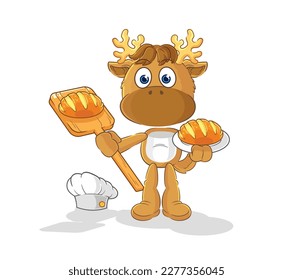 the moose baker with bread. cartoon mascot vector