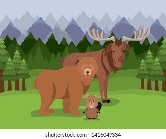 Moose bear and beaver animal design