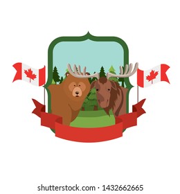 Moose and bear forest animal of canada design