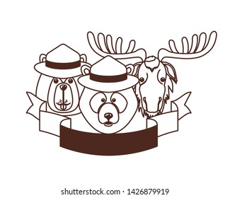 Moose beaver and bear animal of canada design