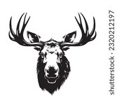 moose black and white vector illustration 