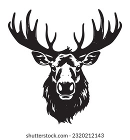 moose black and white vector illustration 