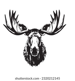 moose black and white vector illustration 