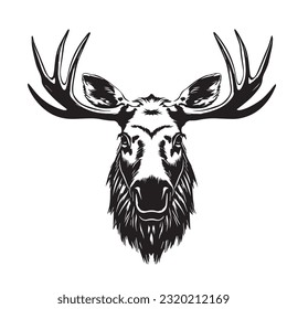 moose black and white vector illustration 